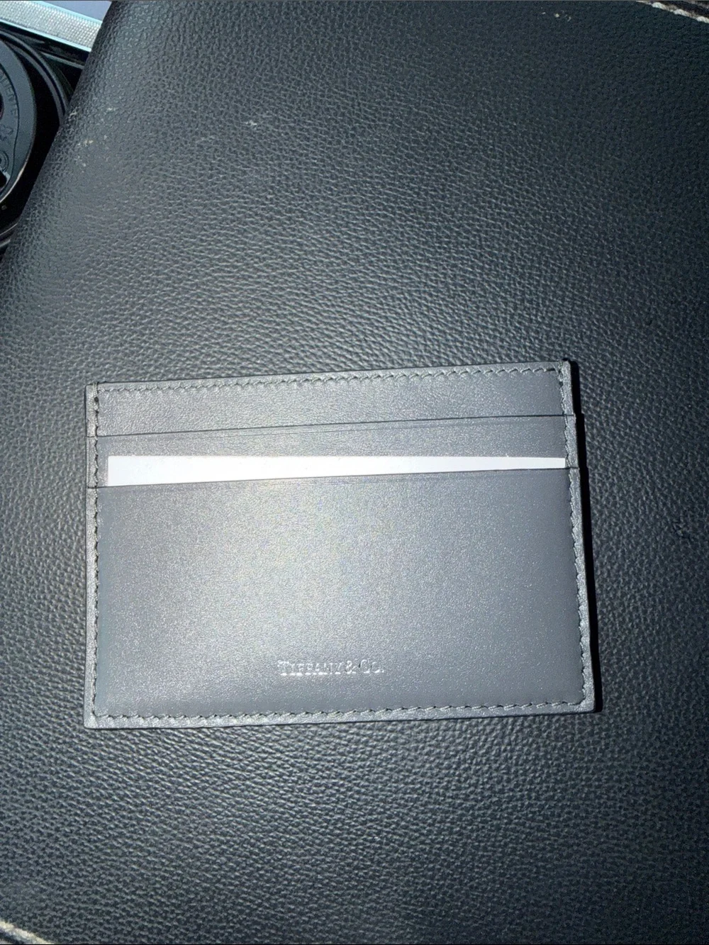 Tiffany & Co dark grey leather cardholder